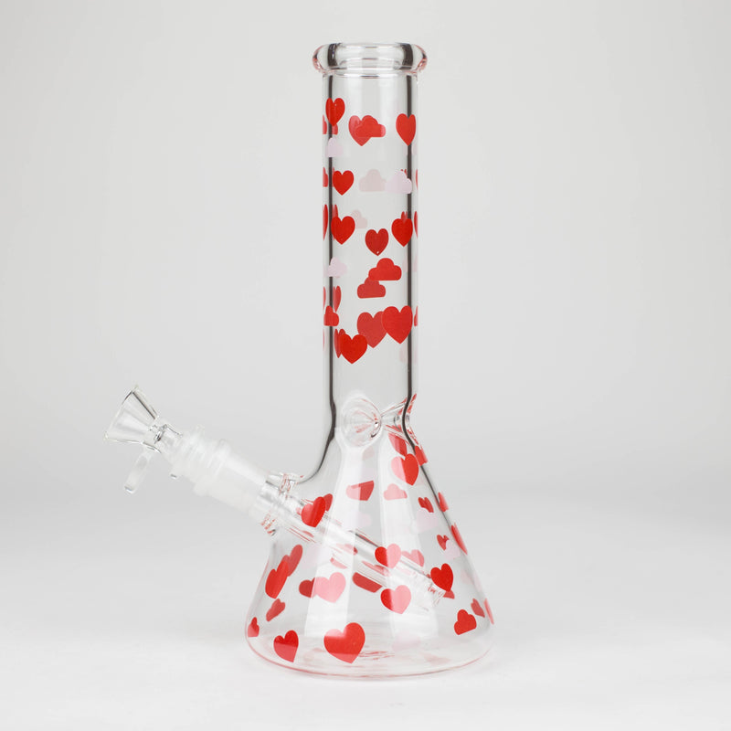 O 10" Glass Bong With Happy Valentine's Day Design