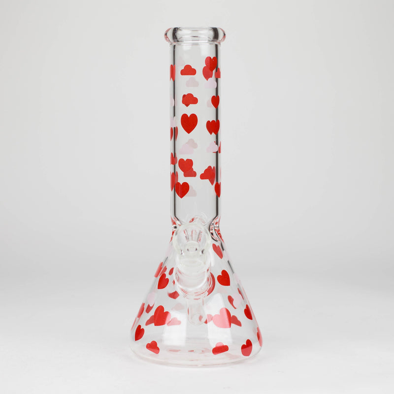 O 10" Glass Bong With Happy Valentine's Day Design