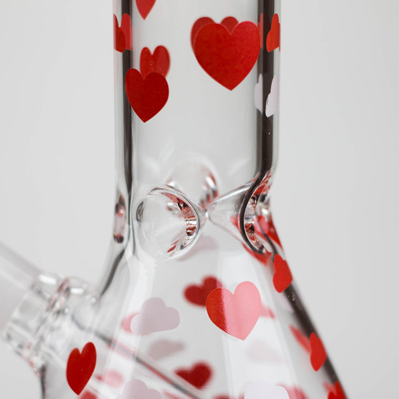 O 10" Glass Bong With Happy Valentine's Day Design