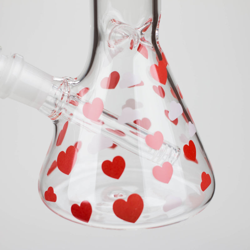 O 10" Glass Bong With Happy Valentine's Day Design