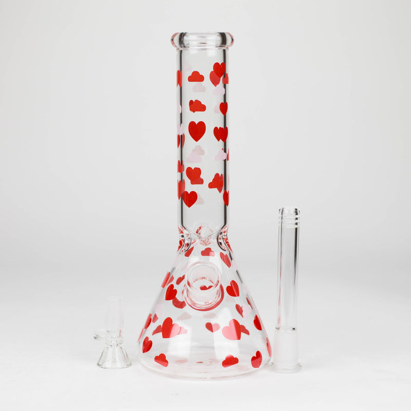 O 10" Glass Bong With Happy Valentine's Day Design