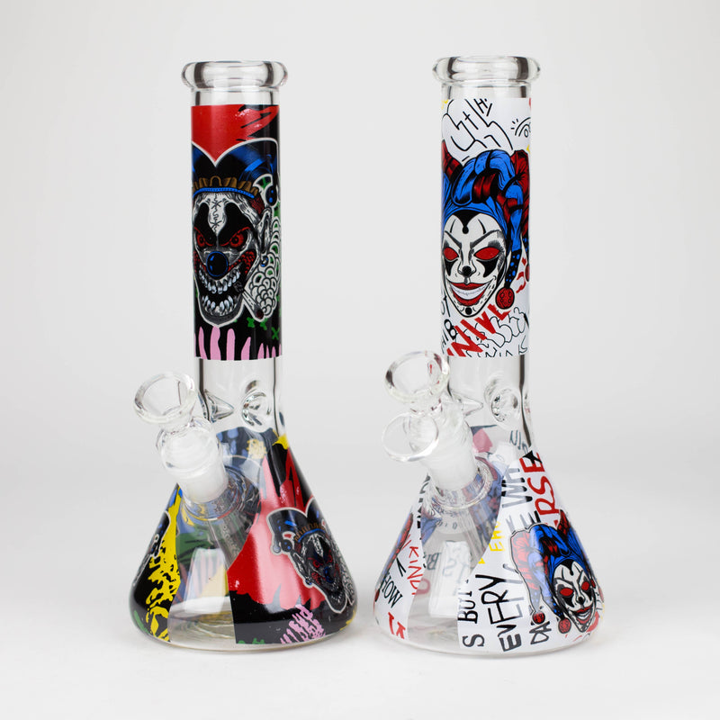 O 10" Glass Bong With Clown Design