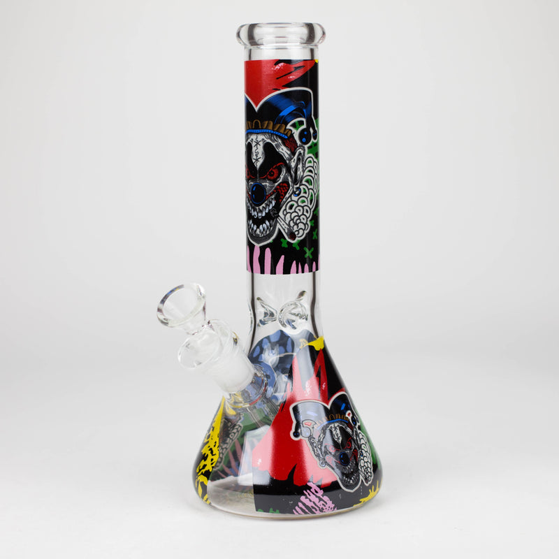 O 10" Glass Bong With Clown Design