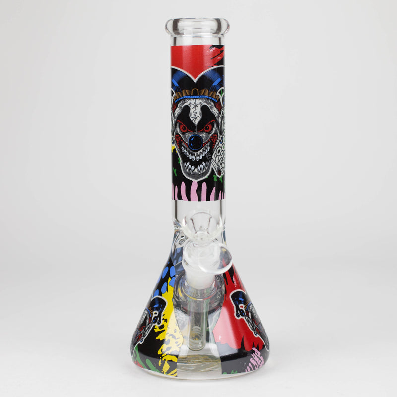 O 10" Glass Bong With Clown Design