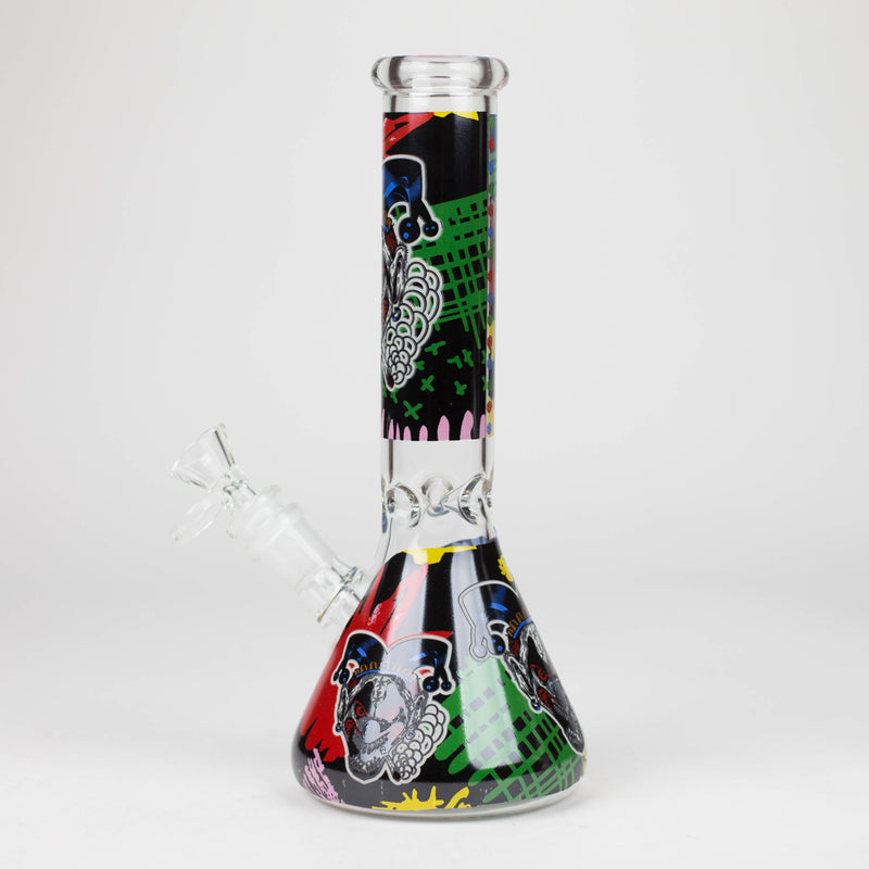 O 10" Glass Bong With Clown Design