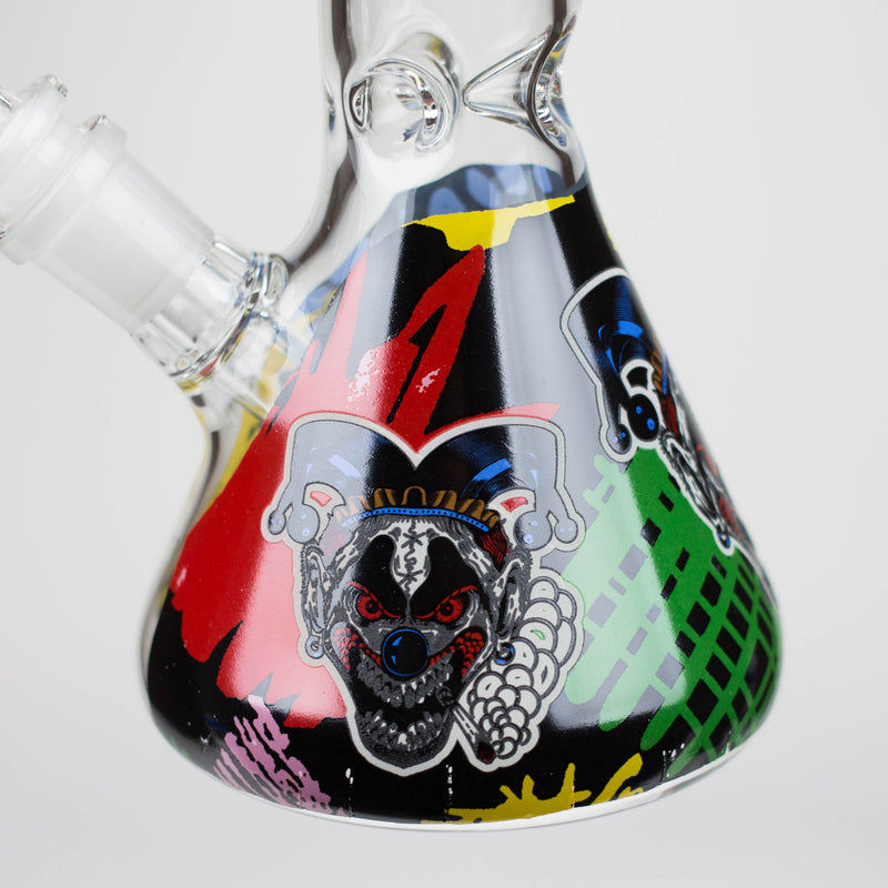 O 10" Glass Bong With Clown Design