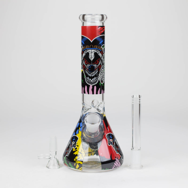 O 10" Glass Bong With Clown Design