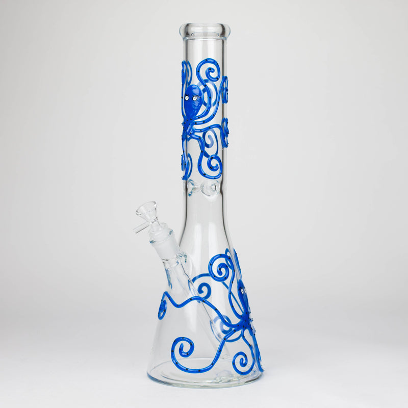 O 15.5" Glow in the dark beaker glass water bong [AK082]