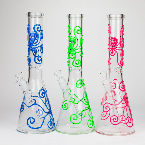 O 15.5" Glow in the dark beaker glass water bong [AK082]