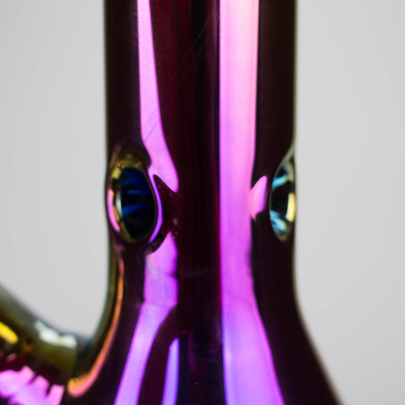 O 14" Leaf 7mm Glass Bong – Rainbow Oil Slick [AK080]