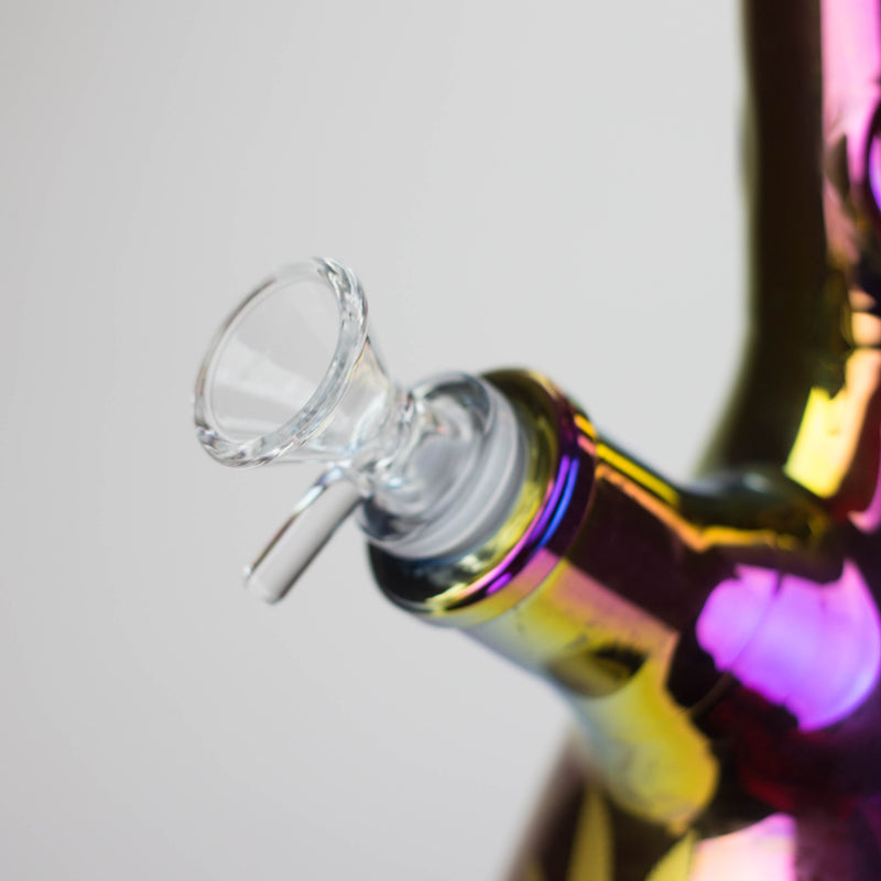 O 14" Leaf 7mm Glass Bong – Rainbow Oil Slick [AK080]