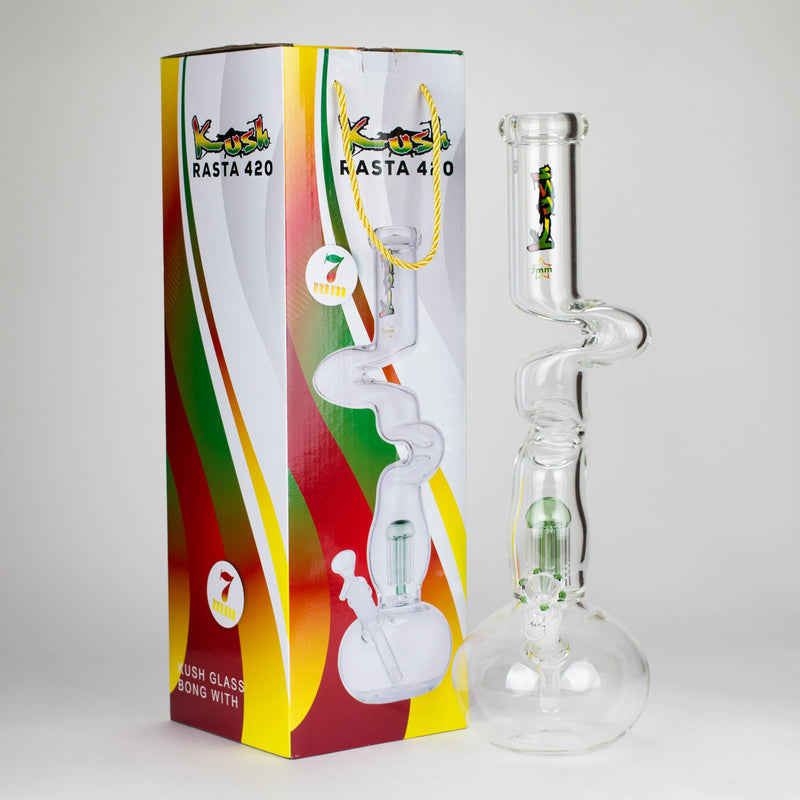 O Kush | 17" Zig-Zag Rasta 420 glass bong