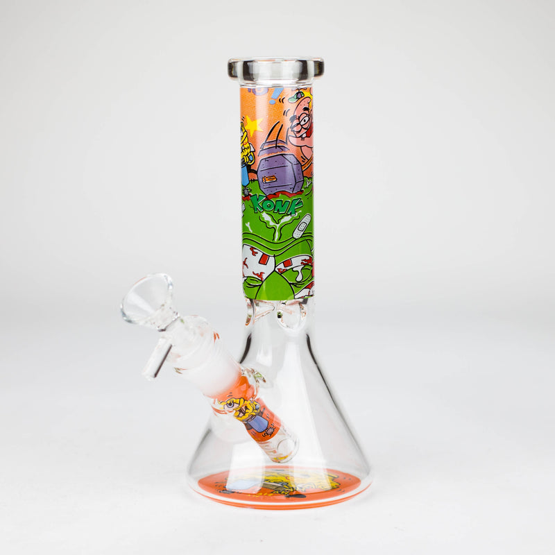 O 10" 4mm Cartoon Design Beaker Bong [PIP877]