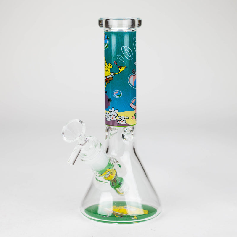 O 10" 4mm Cartoon Design Beaker Bong [PIP877]