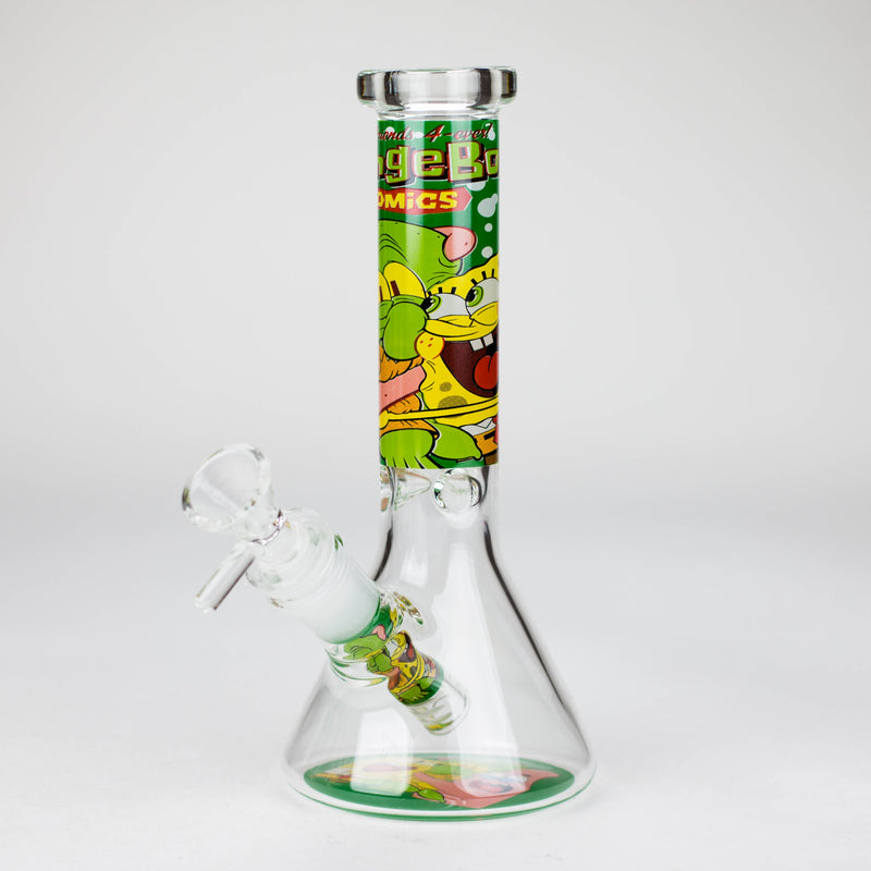 O 10" 4mm Cartoon Design Beaker Bong [PIP877]