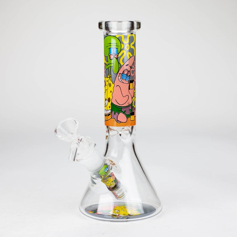 O 10" 4mm Cartoon Design Beaker Bong [PIP877]