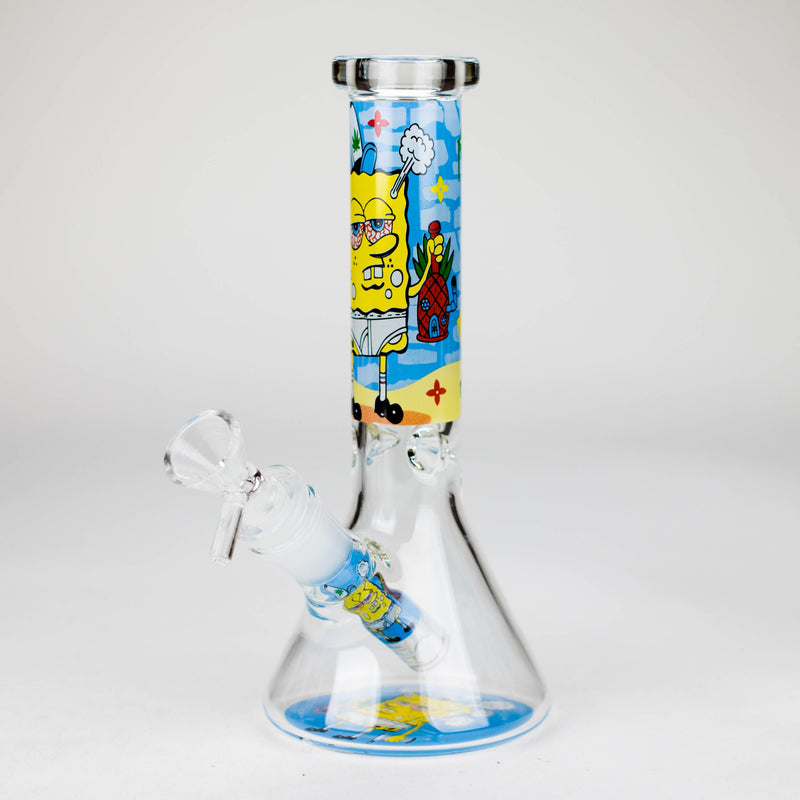 O 10" 4mm Cartoon Design Beaker Bong [PIP877]