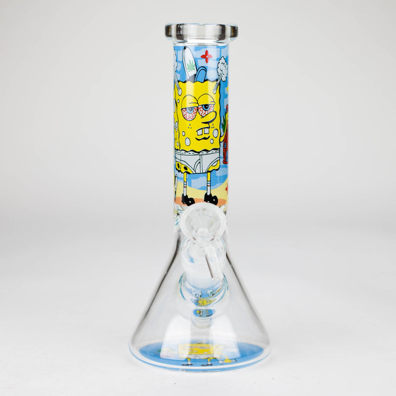 O 10" 4mm Cartoon Design Beaker Bong [PIP877]