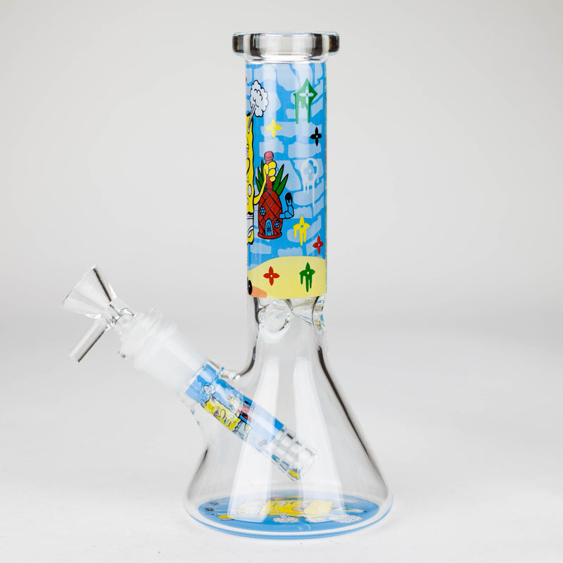 O 10" 4mm Cartoon Design Beaker Bong [PIP877]