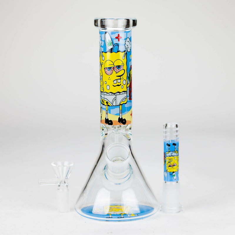 O 10" 4mm Cartoon Design Beaker Bong [PIP877]