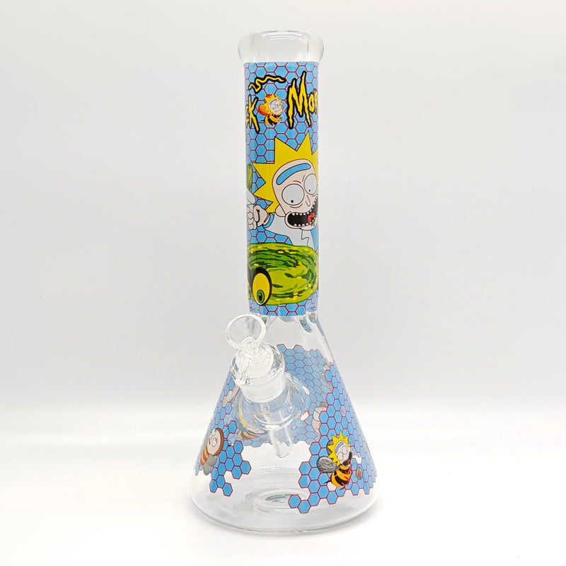 14" 7mm R&M Cartoon Beaker Glass Bong [P29]_4