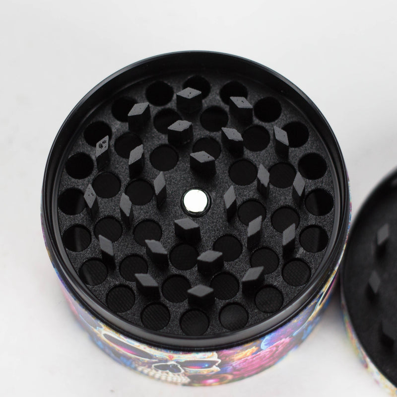 O 2.5" Metal Grinder 4 Layers with Rose Skull Design Box of 6