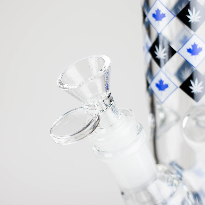 O 10" Color accented Staight Tube Glass Bong With Maple Leaf Design