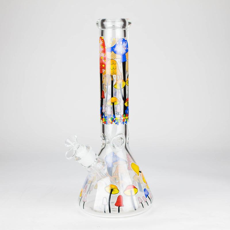 O 14" 7 mm Glass Bong With Magic Mushroom Design