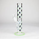 10" Color accented Staight Tube Glass Bong With Maple Leaf Design Glass Bong 777 Smoke Green