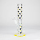 10" Color accented Staight Tube Glass Bong With Maple Leaf Design Glass Bong 777 Smoke Yellow