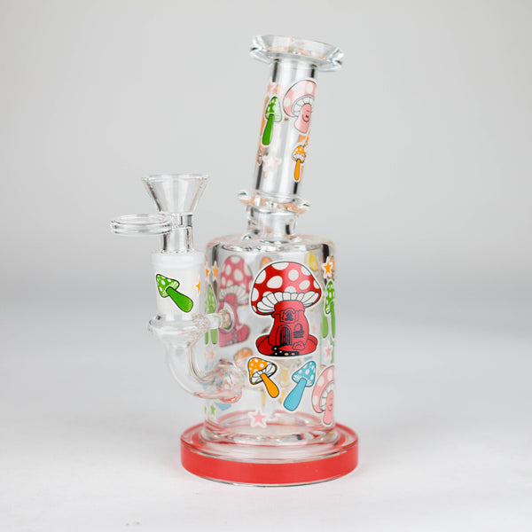 O 7" Color accented  Glass Bong With Perc- Mushroom Design