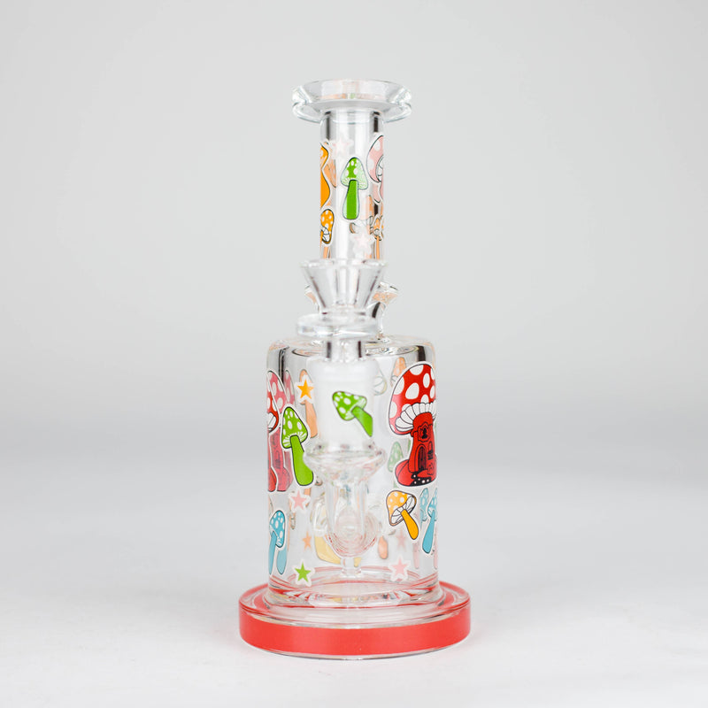 O 7" Color accented  Glass Bong With Perc- Mushroom Design