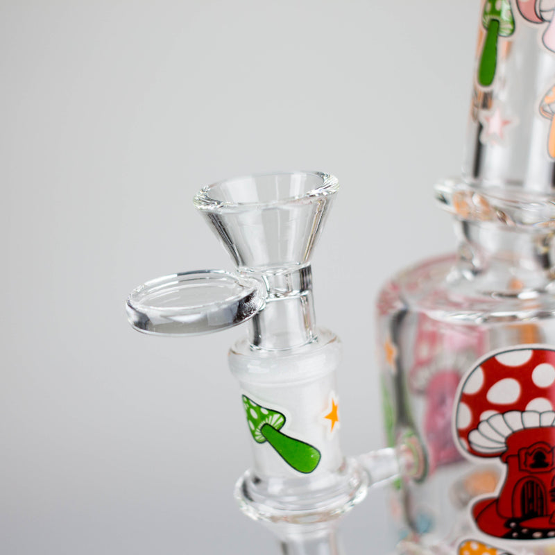 O 7" Color accented  Glass Bong With Perc- Mushroom Design