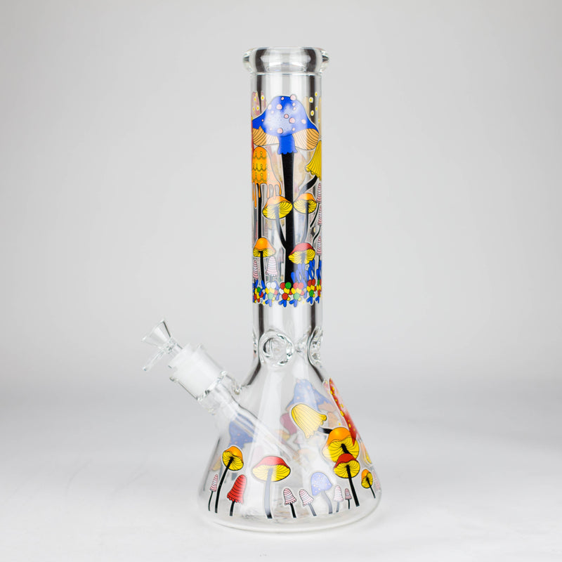 O 14" 7 mm Glass Bong With Magic Mushroom Design