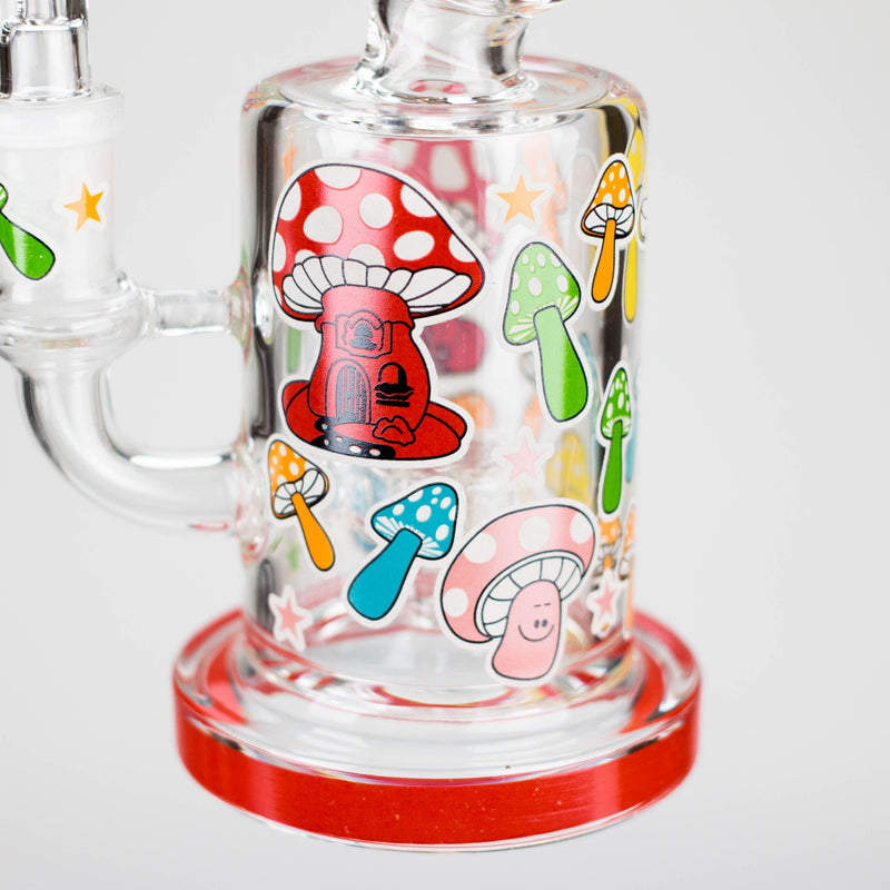 O 7" Color accented  Glass Bong With Perc- Mushroom Design