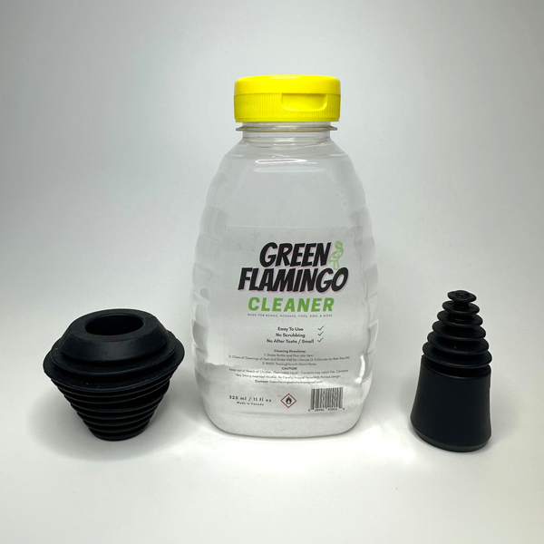 O Green Flamingo 11oz Cleaner + Plug Caps Set