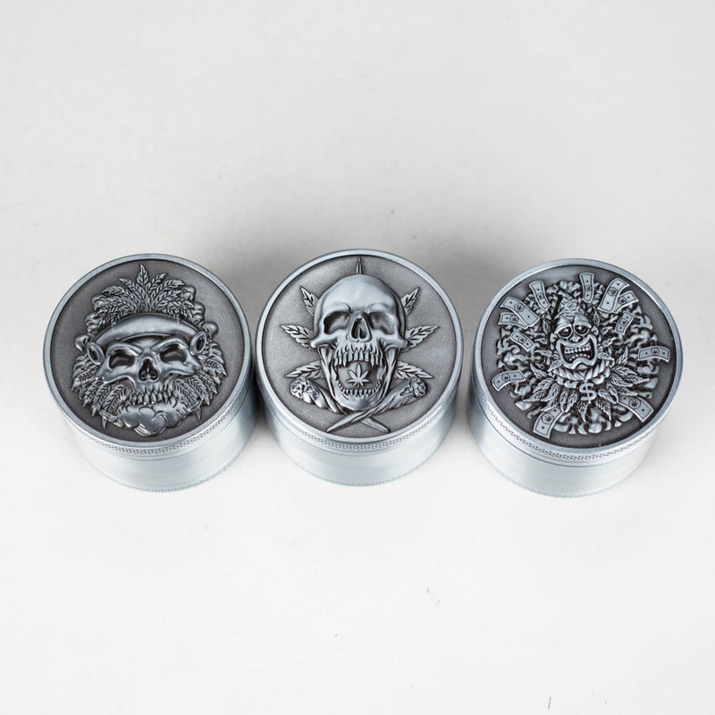 O 2" Metal Grinder Weed Skull Design 4 Layers Box of 12