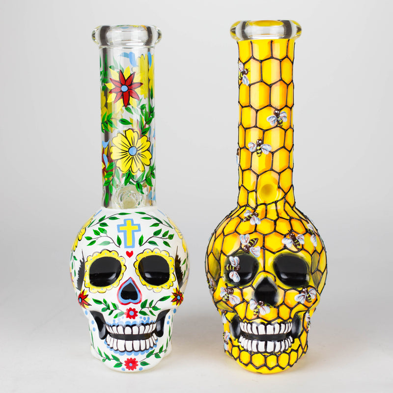 O 9" Sugar Skull-Themed glass bong [SK Series]