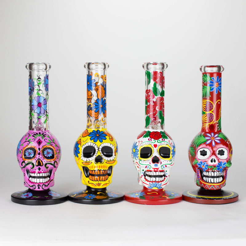 O 10" Sugar Skull-Themed glass bong [SK Series]