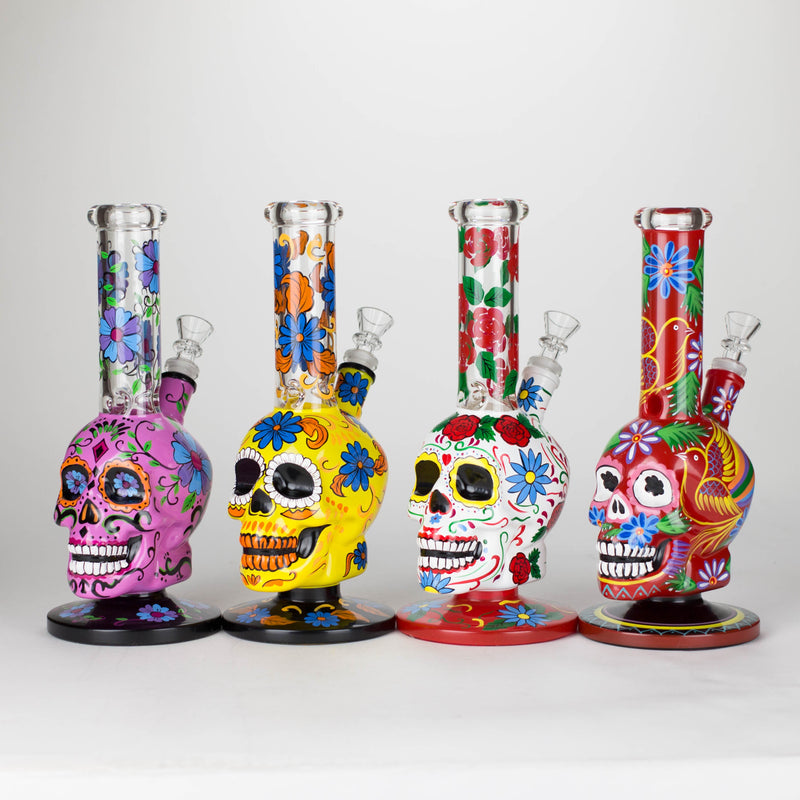 O 10" Sugar Skull-Themed glass bong [SK Series]