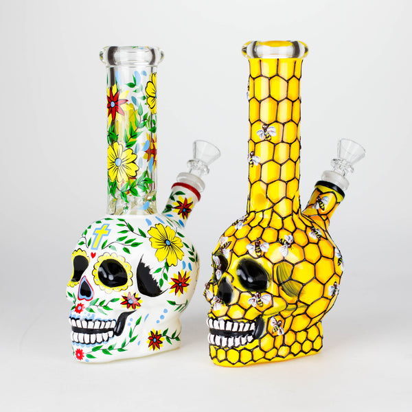 O 9" Sugar Skull-Themed glass bong [SK Series]