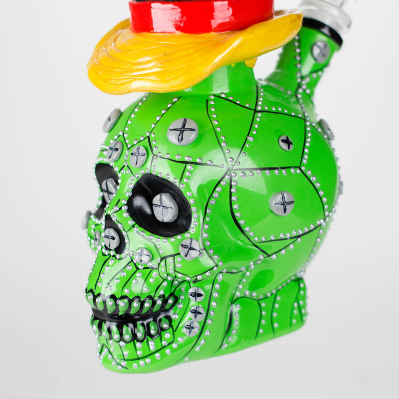 O 9" Wizard-Themed Sugar Skull Glass Bong [SK05]