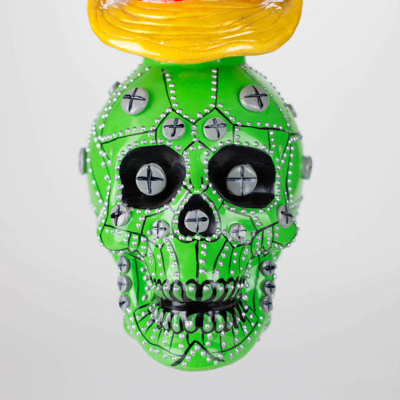 O 9" Wizard-Themed Sugar Skull Glass Bong [SK05]