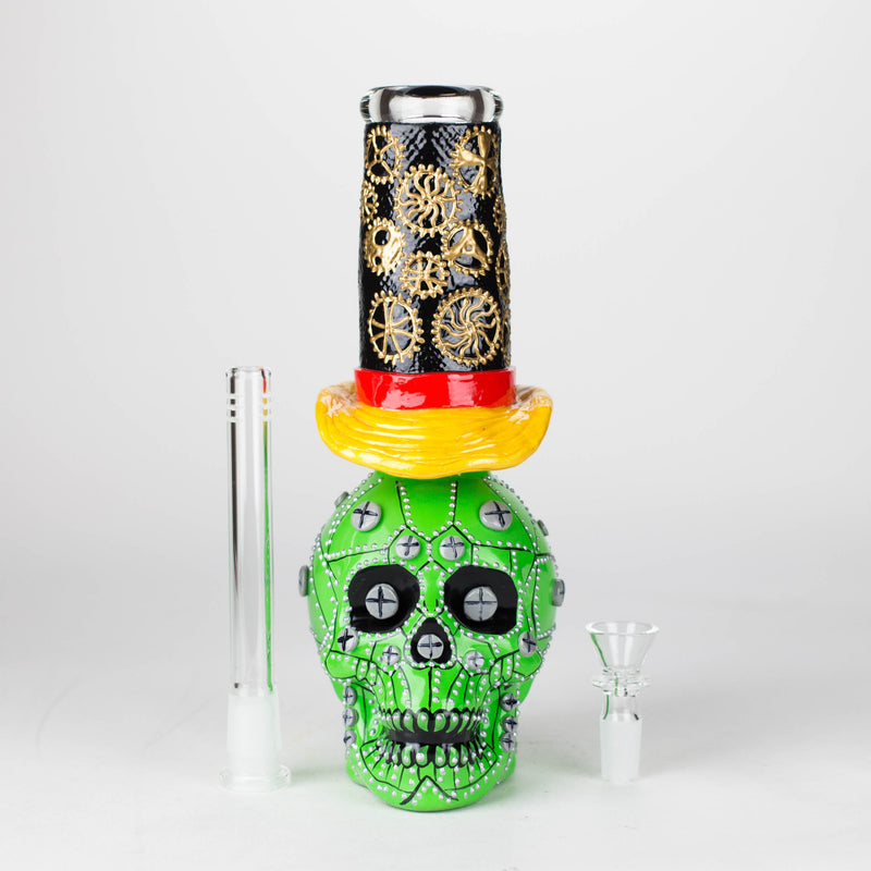 O 9" Wizard-Themed Sugar Skull Glass Bong [SK05]