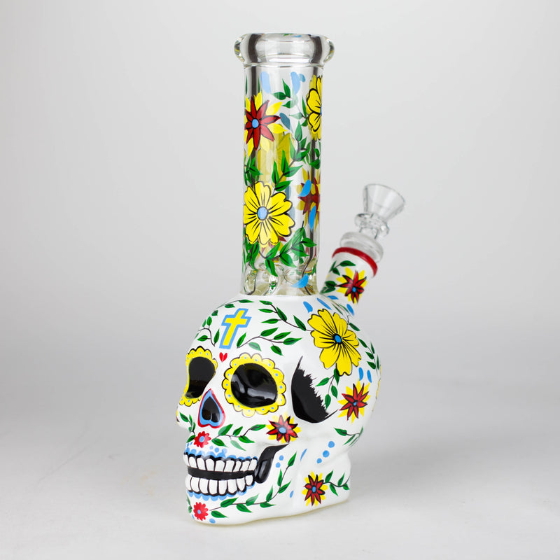 O 9" Sugar Skull-Themed glass bong [SK Series]