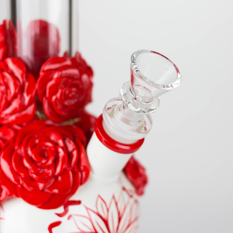 O 9" Rose sugar skull-themed glass bong [SK16]