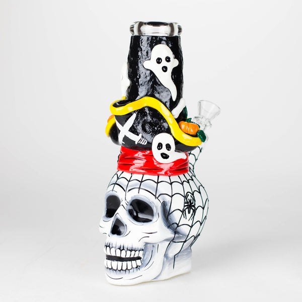 O 9" Pirate-Themed Sugar Skull Glass Bong [SK20]