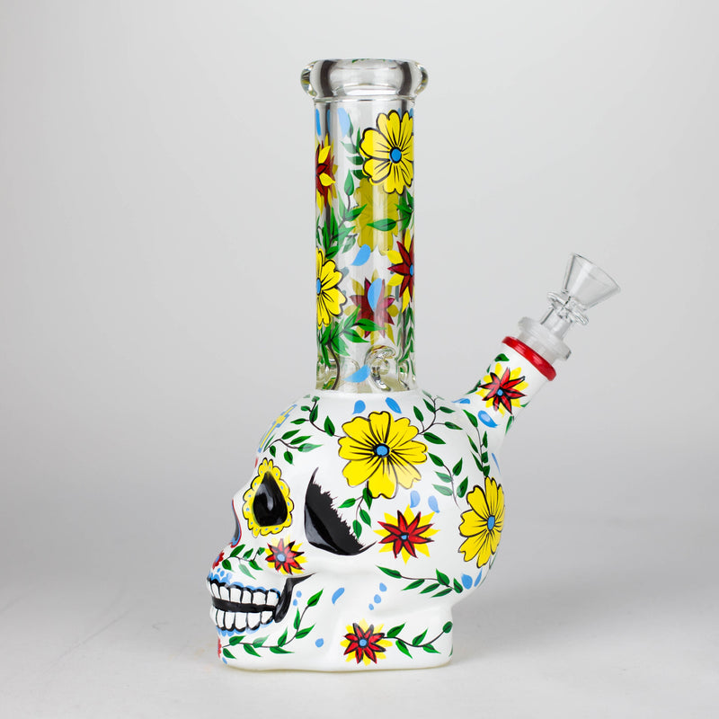 O 9" Sugar Skull-Themed glass bong [SK Series]