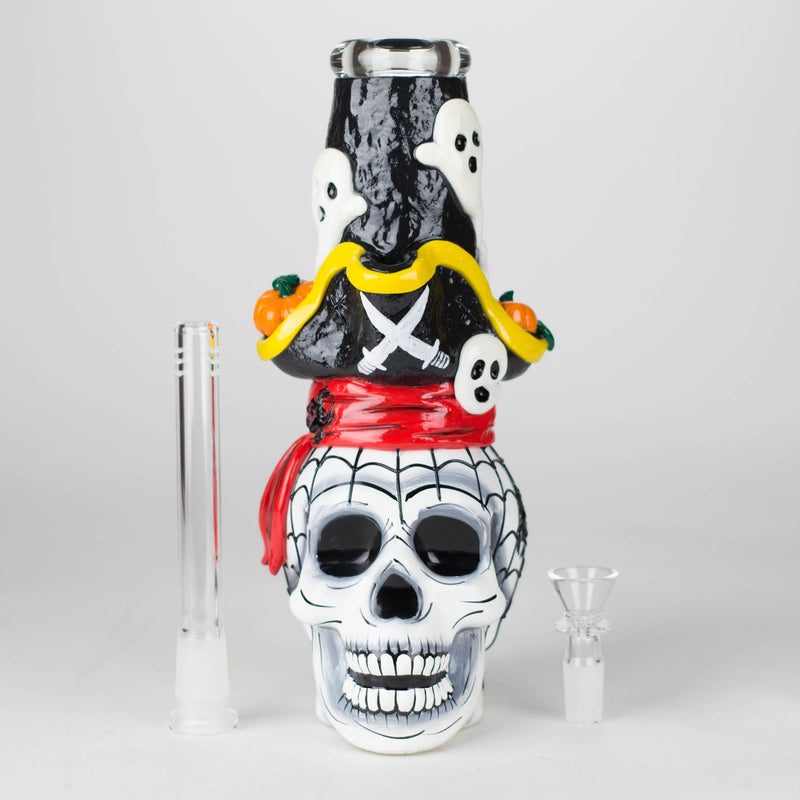 O 9" Pirate-Themed Sugar Skull Glass Bong [SK20]