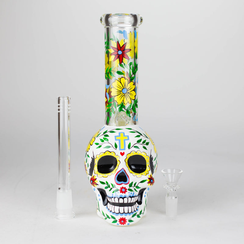 O 9" Sugar Skull-Themed glass bong [SK Series]